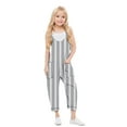 thumbnail image 2 of LZHGirlshop Jumpsuits for Girls Kids Casual Sleeveless Stripe Printed Jumpsuits Baby Loose Overalls Rompers Long Pants with Pocket,Gray, 13-14, 2 of 7
