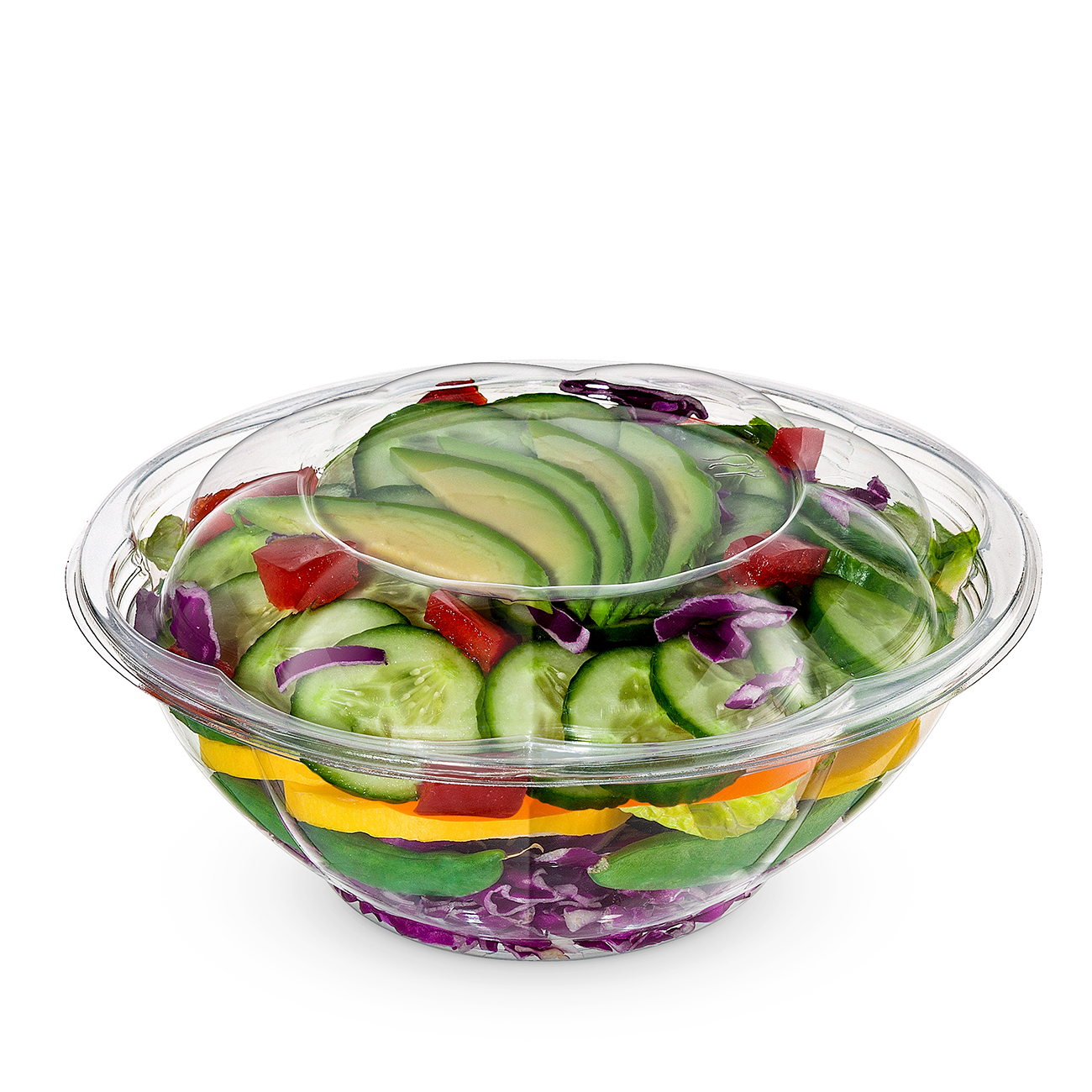 Salad Bowls to go with Lids (50 Pack) Clear Plastic Disposable Salad