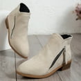 thumbnail image 5 of Women's Suede Ankle Boots Side Zipper Low Heel Booties Comfortable Block Heel Dress Shoes Fall Winter Shoes Beige 36, 5 of 6