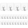 thumbnail image 1 of Stylish Adhesive Hooks for Wide Application, Transparent Design Heavy Duty Support, Reusable Stainless Steel, Perfect for Bathroom Kitchen Ceiling Outdoor, Waterproof, 24 Packs, 1 of 7
