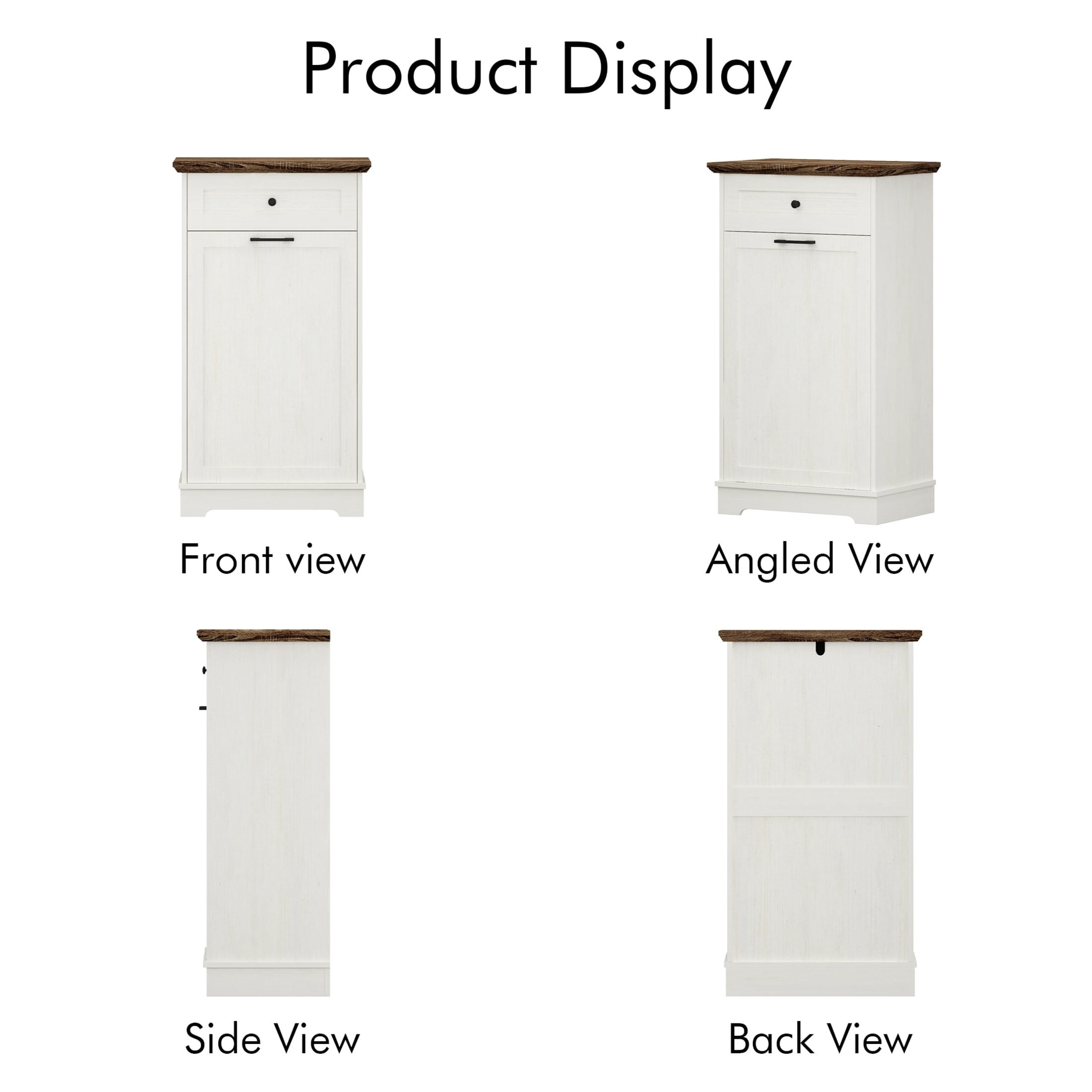 Noble House 13 Gallon Tilt Out Trash Cabinet, Wood Garbage Bin Holder with Drawer, Kitchen Storage, Antique White