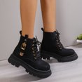 thumbnail image 4 of NECHOLOGY Botas Mujer Adulto Femenino Zapatos Botines mujer Botas con hebilla de cinturón de cuero liso estilo británico a la moda para mujer con cordones y parte inferior gruesa (Black, 6.5), 4 of 6