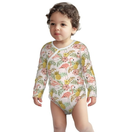

Fotbe Tropical Flamingo Pineapple Pattern Unisex-baby Long-sleeve Bodysuit Long Sleeve Bodysuits One-piece 100% Organic Cotton for Infant Baby Boys Unisex-12 Months