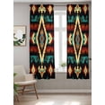thumbnail image 2 of Boho Orange Teal Curtains 72 Inch Length,Sheer Curtains for Bedroom Living Room Window Vintage Geometric Southwestern Ethnic Rod Pocket Drapes Kitchen Curtains Small Half Window 52"x72" 2 Panels, 2 of 7