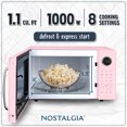 thumbnail image 6 of Nostalgia 1.1 cu ft Retro Microwave Oven, 1000W Countertop Microwave Oven with 8 Auto Cook Programs, Pink, 6 of 8