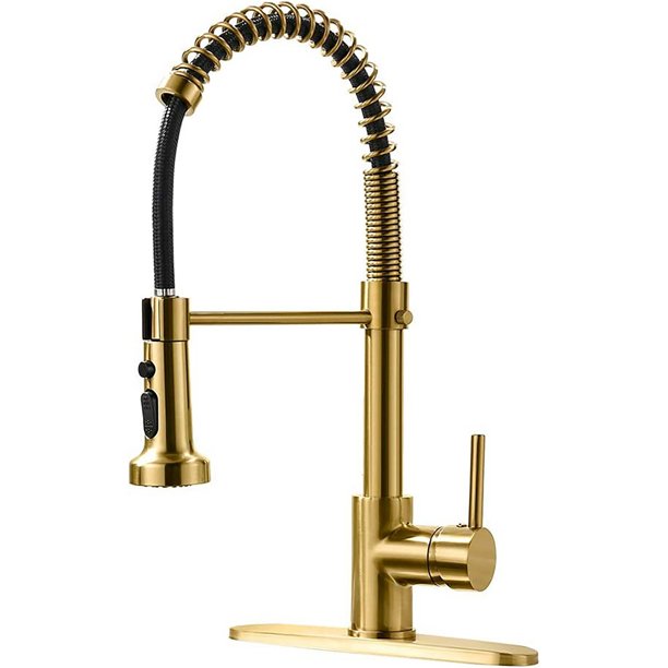 Gold kitchen faucet with pullout shower,Brushed gold singlehandle