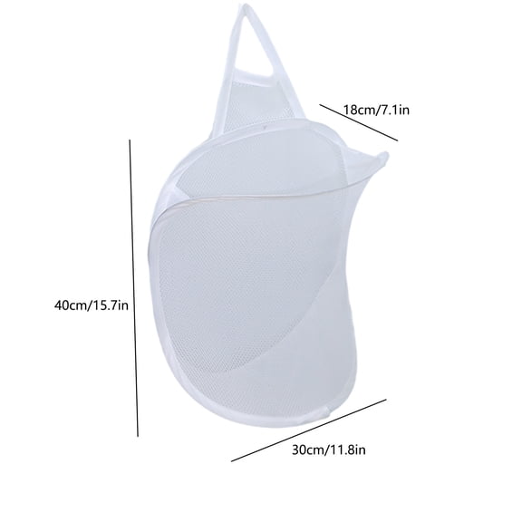 Rkxzt Clothes Basket Hanging Laundry Basket Bag with Breathable Mesh Storage Organizer for Closet Bathroom Travel 15.74x11.8x7in Gray White Nylon Storage
