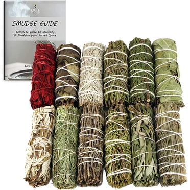 Soul Sticks 12 Pack Assorted Smudge Stick Variety Gift Set Bundles with Smudge Guide