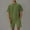 Army Green, variant on Mens Summer Track Suits Solid Short Sleeve Crew Neck Drawstring Elastic Waist Set