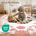 thumbnail image 4 of ODIKA 8'x10' Washable Area Rug Whimsical Tossed Petal Scattered Motifs Dotted Border Pink Cute Refined for King Size Bedroom Under Bed, Master Suite, Non-Shedding, Easy Care, 4 of 7