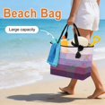 thumbnail image 3 of Purple Ombre Beach Bag for Women, Large Breathable Mesh Beach Tote Bag, Modern Abstract Art Farmhouse Striped Sandproof Lightweight Travel Bags for Vacation Picnic Swimming Pool 15.7"x15.7"x9.1", 3 of 9
