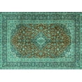 thumbnail image 1 of Ahgly Company Machine Washable Indoor Rectangle Medallion Turquoise Blue Traditional Area Rugs, 8' x 10', 1 of 4