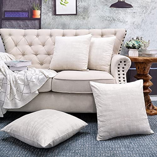 Textured Velvet Pillow Covers Set Of 4, 20'' X 20'', Gardenia, Modern
