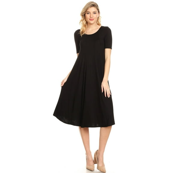Women's A-Line Short Sleeve Jersey Knit Relaxed Fit Dress
