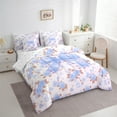 thumbnail image 3 of Manfei Princess Ribbon Child Twin Bedding Sets 7-Piece, Pink Blue Princess Bedding Comforter Set, Romantic Rose Flower Reversible Sheet Sets, Ultra Soft Home Decor, 3 of 7