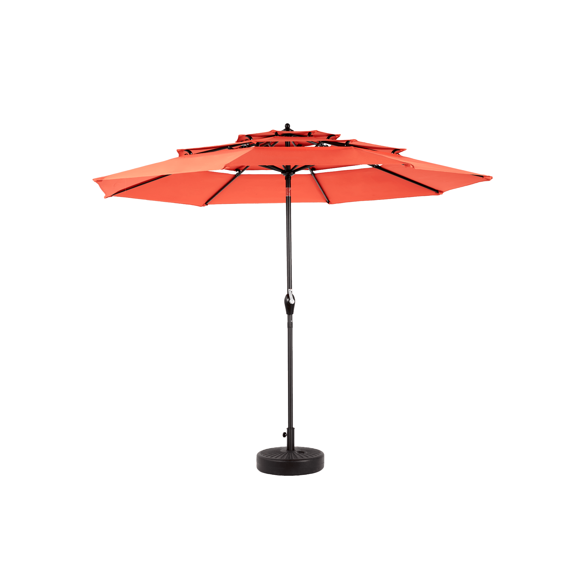 Leumius 10ft Outdoor Patio Umbrellas for Outside,3 Tier Auto-tilt Vented Market Table Umbrella for Backyard, Deck, Garden,Orange(Base Not Included)