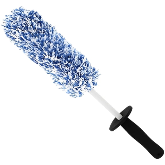 Microfiber Car Brush with Long Handle, Soft Non-Scratch Rim Brush for Cleaning Barrels, Engines and Vents, Lint-Free Wet or Dry Use Tool