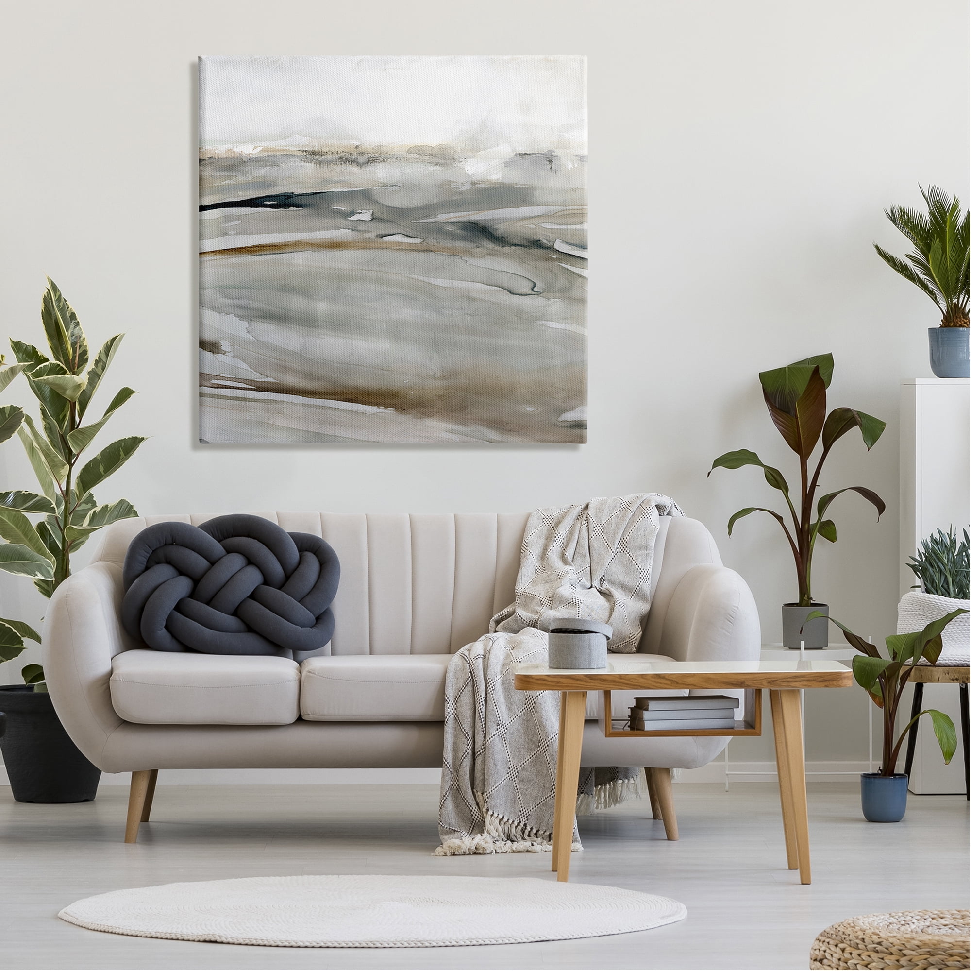 Stupell Industries Abstract Grey Landscape Abstract Painting Gallery Wrapped Canvas Art Print Wall Art, 36 x 36