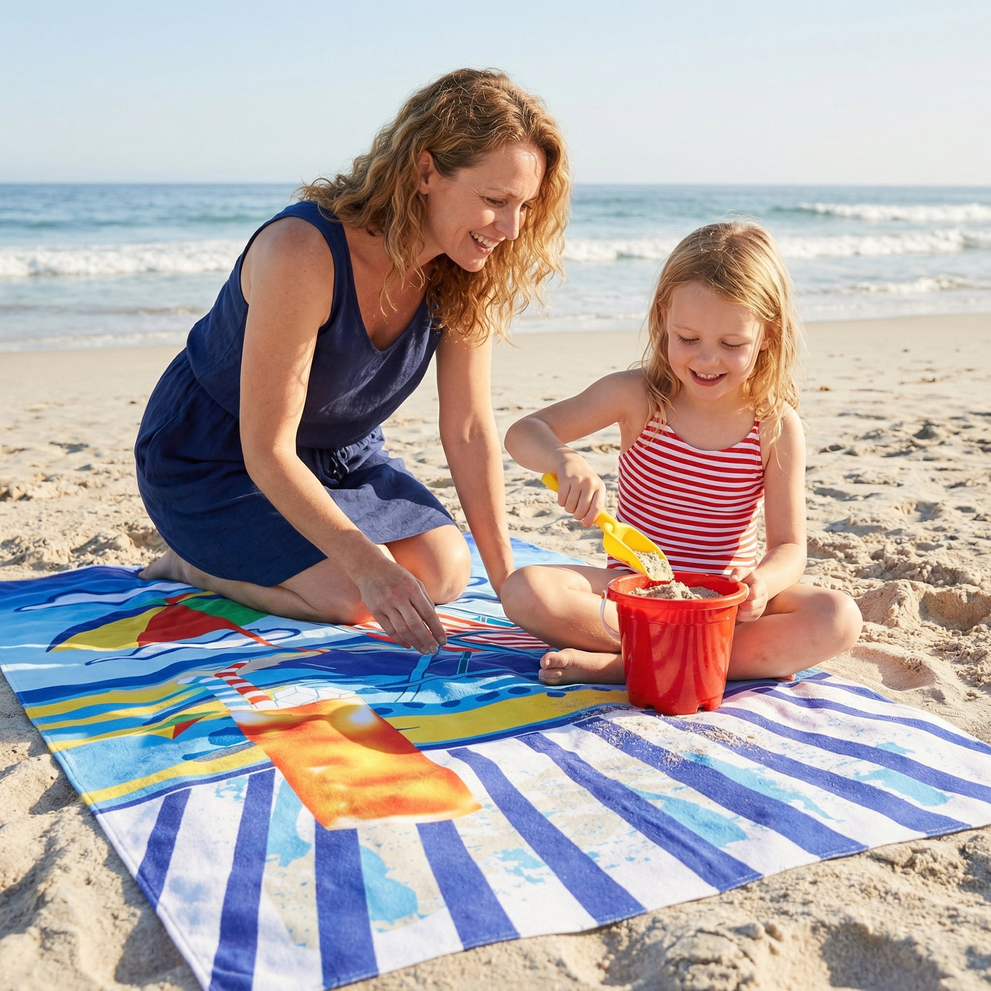 Unique Bargains 2 Pack Absorbent Lightweight Oversized Beach Towel MultiColor 71" x 35"
