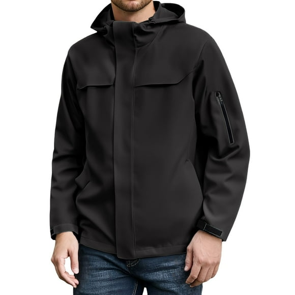 QHFBli Men's Field Jacket Men's Lightweight Windproof Outdoor Jacket Hooded Casual Coat For Hiking Camping And Daily Adventures
