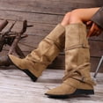thumbnail image 6 of Khaki Female Fashionable Knee High Boots With Solid Color And Pointed Toe For Winter, 6 of 9