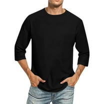 3/4 Sleeve Shirt for Men Solid Color Crew Neck Baseball T-Shirts Casual Loose Fit Tees Three Quarter T Shirts