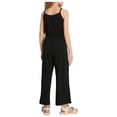 thumbnail image 4 of Vedolay Girls Crew Neck Sleeveless Solid Color Jumpsuit with Belt,Black 4-5 Years, 4 of 5