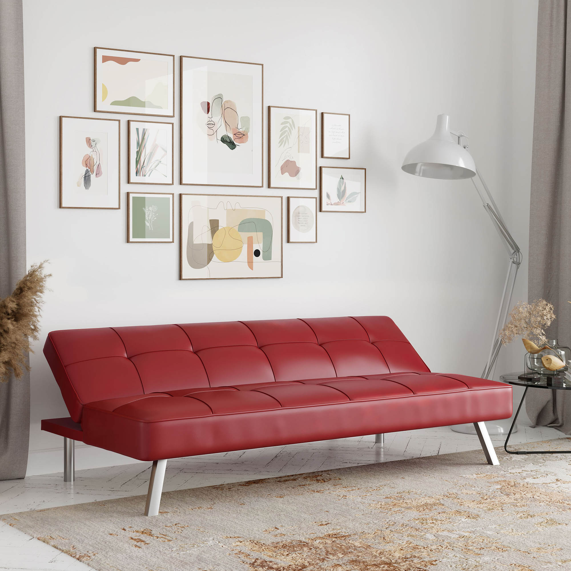Serta Chelsea Modern Futon, Red Faux Leather - image 2 of 12
