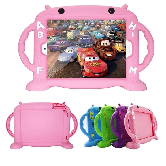 Golden Sheeps Kid Case Compatible for Samsung Tab E Lite 7.0 Tab 3 Lite 7.0 Tab 4 7.0 Tab A 7.0 T280 TAB 3 7.0 Lovely Cartoon Shockproof Silicone Protective Convertible Handle Stand [BPA Free]-pink