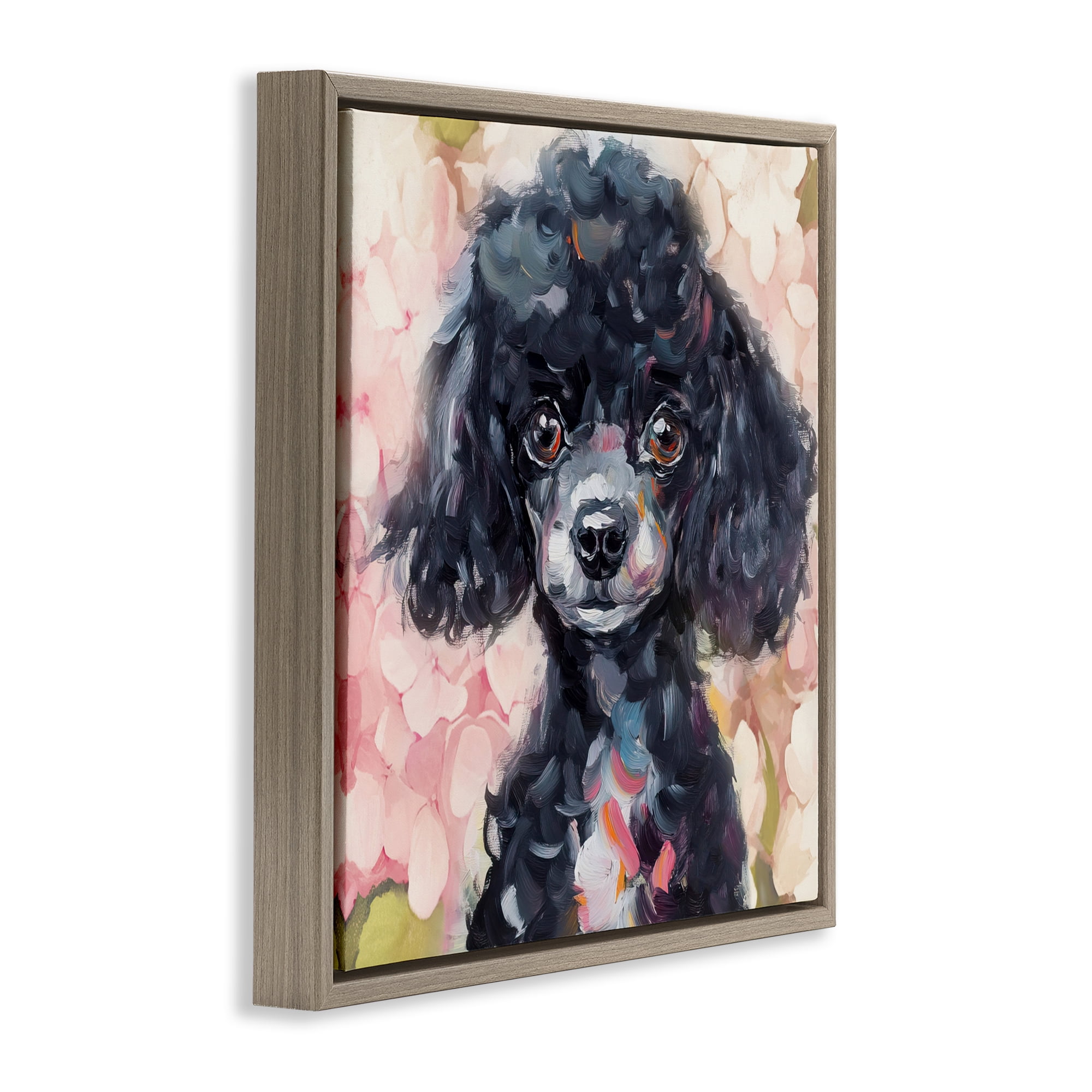Stupell Industries Little Black Poodle Brown Framed Floater Canvas Wall Art, design by Tina LeCour