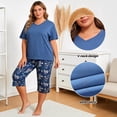 thumbnail image 7 of Plus Size Pajamas, PUTUO Womens Pajama Sets, Plus Size Short Sleeve V Neck Capri Pants Pajama Sets, Soft Ladies Pajamas Sleepwear Loungewear, 7 of 7