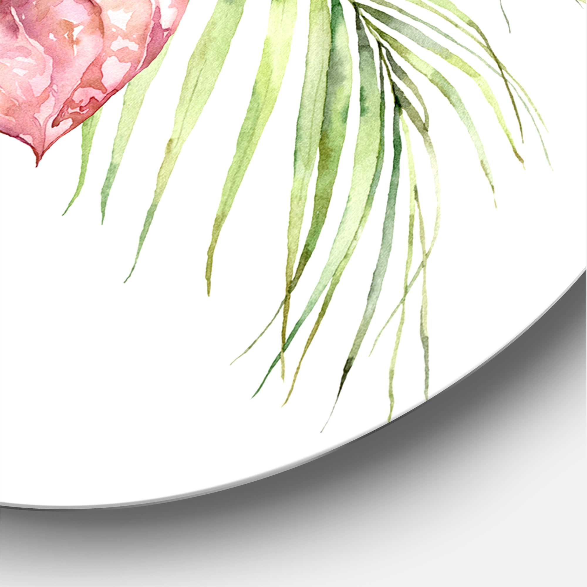 Designart 'Tropical Bouquet With Anthurium Lupine and Leaves On White II' Traditional Circle Metal Wall Art 23x23 - Disc of 23