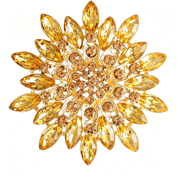 DESIGNICE Rhinestone Sunflower Brooch Pin Red Pink Flower Brooch Stylish Crystal Brooch Elegant Clothing Hat Bag Accessories Jewerly for Women