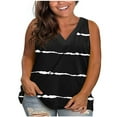 thumbnail image 5 of QUINDOS Womens Tank Tops Plus Size Summer Black Exercise Casual Plus-Size V-Neck Striped Sleeveness Tops Loose Vest Blouses Womens Camisoles, 5 of 6