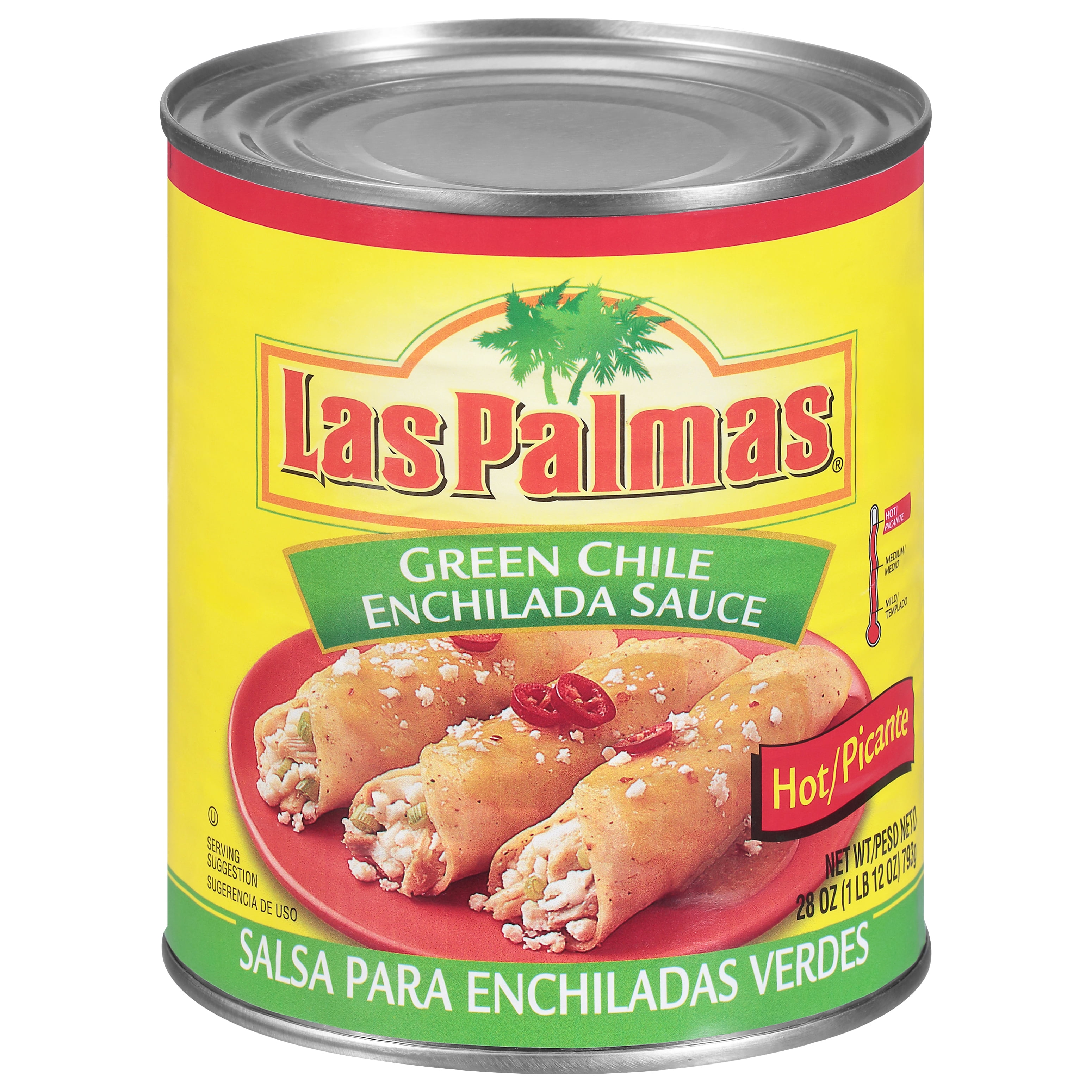 (2 pack) Las Palmas Hot Green Chile Enchilada Sauce 28 oz. Can