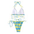 thumbnail image 4 of WREESH Women Split Swimsuit Show Waist Stripe Bikini, 4 of 6
