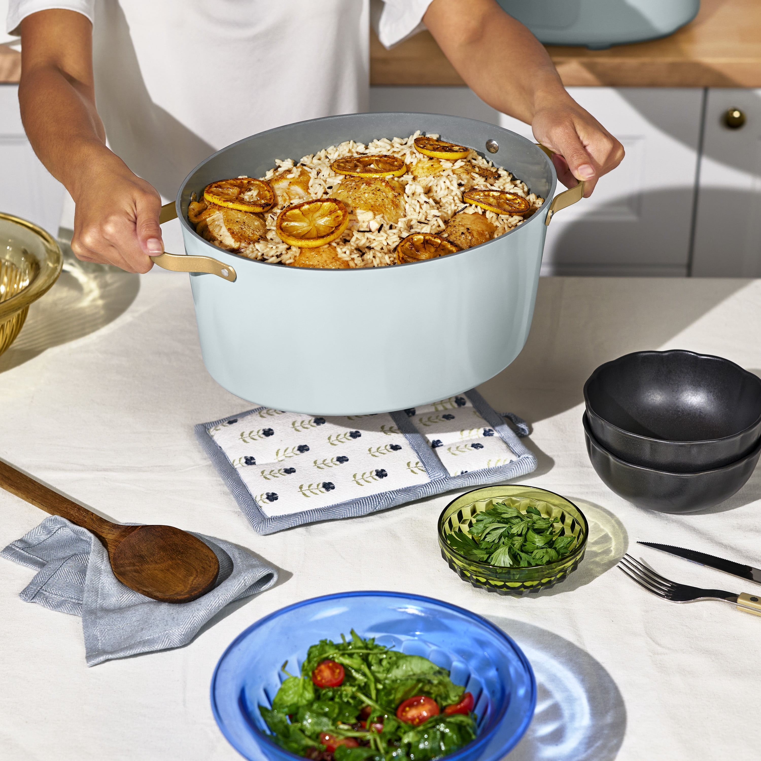Beautiful 10-in-1, 8 Qt Multi-Cooker with Bamboo Steamer Insert and 7 Preset Functions, Hydrangea by Drew Barrymore
