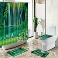 3D Waterfall Scenery Waterproof Shower Curtain Bathroom Forest Tree