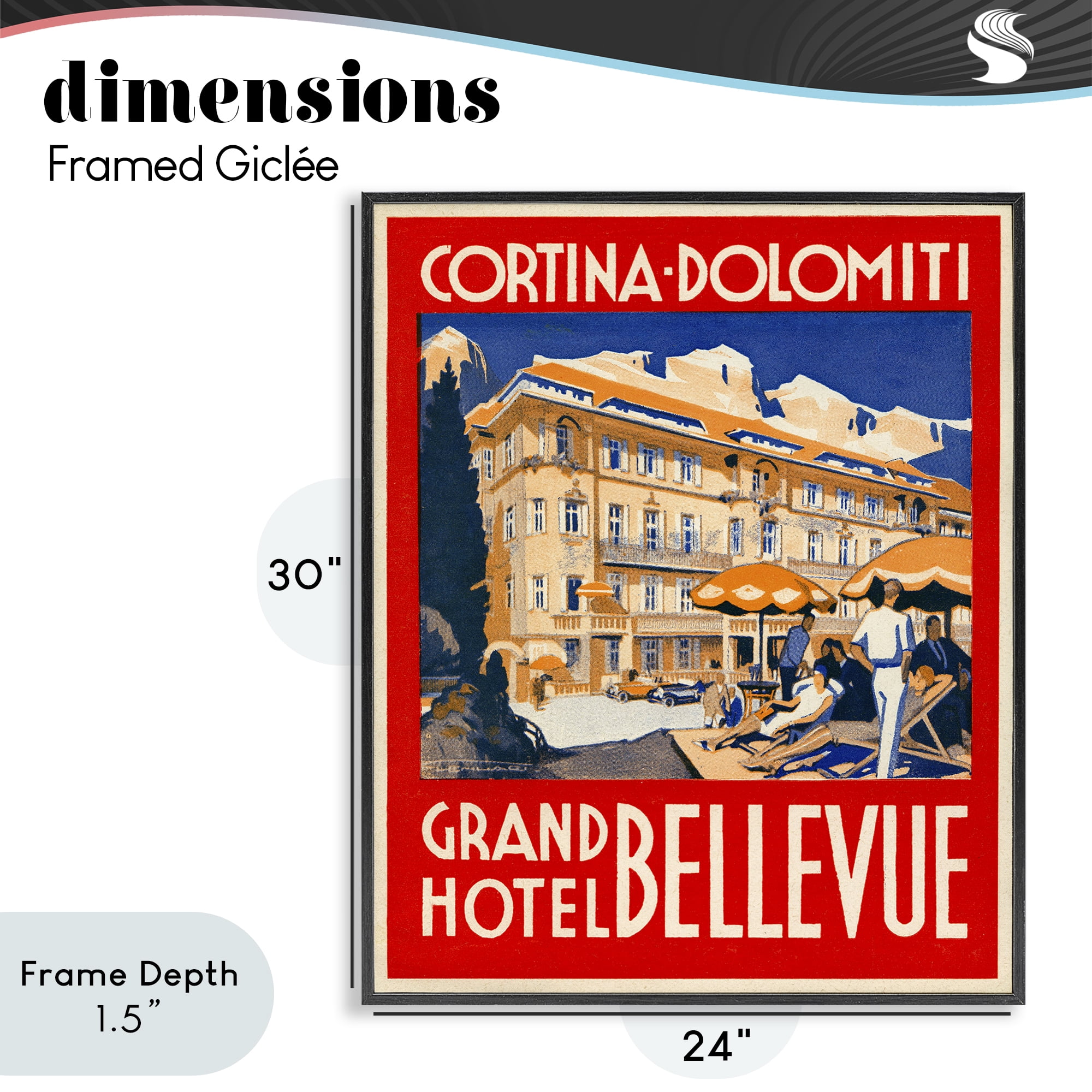 Stupell Industries Grand Hotel Bellevue Vintage Black Framed Giclee Art, design by Print Collection