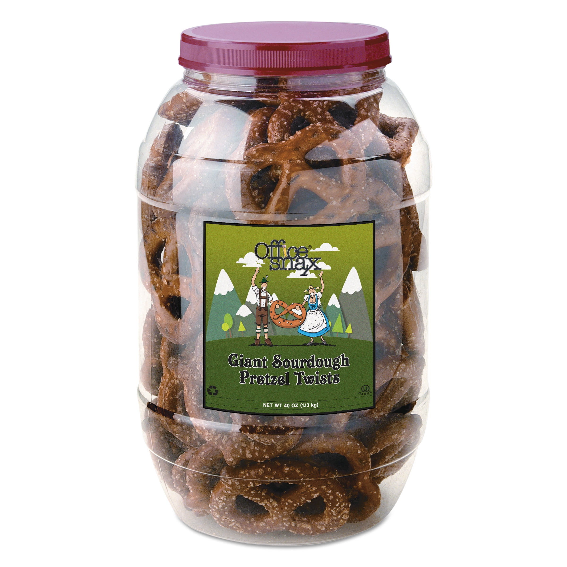 Office Snax Pretzel Assortment, Giant Dutch Twist Pretzels, Sourdough, 40oz Tub by OFFICE SNAX, INC.