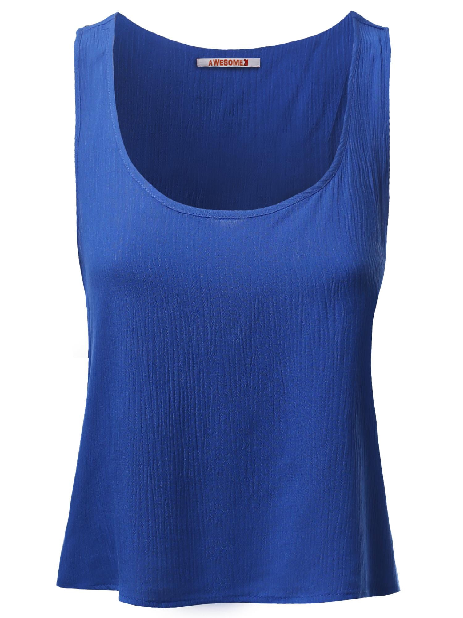 Women's Basic Gauze Sleeveless Tank Crop Tops