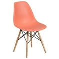 thumbnail image 7 of Flash Furniture 2 Pk. Elon Series Peach Plastic Chair with Wooden Legs for Versatile Kitchen, Dining Room, Living Room, Library or Desk Use, 7 of 7