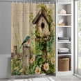 thumbnail image 6 of Spring Floral Small Stall Shower Curtain, Waterproof Shower Curtains for Bathroom, Birds Cabin Watercolor Botanical Retro Art Washable Fabric Bath Curtain for Bathtub with Hooks 36x72 Inches, 6 of 9