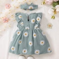 thumbnail image 5 of MEZZALL Girls Summer Flower Print Sleeveless Dress With Bow Tie And Headband Reversible Floral For Toddler And Baby O-Neck Fashionable Dresses, 5 of 8