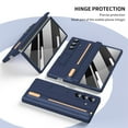 thumbnail image 4 of Case For Samsung Galaxy Z Fold 5 Shockproof Slim Hinge Phone Cover with Stylus & Screen Protector,Standing Bracket Full Coverage Pen Holder Case with Kickstand,Dark Blue, 4 of 7