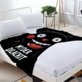thumbnail image 3 of Cozy Flannel Blanket - Soft Warm Durable Perfect for Sofa Travel & Bed - Stylish Black Cat Design with Whimsical Grin, 3 of 7