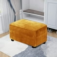 thumbnail image 4 of Stretch Ottoman Cover, Ottoman Slipcover, Folding Storage Stool Furniture Protector, Soft Rectangle Slipcover with Elastic Band, Velvet Fabric Removable Washable,Length 33-40in, 4 of 7