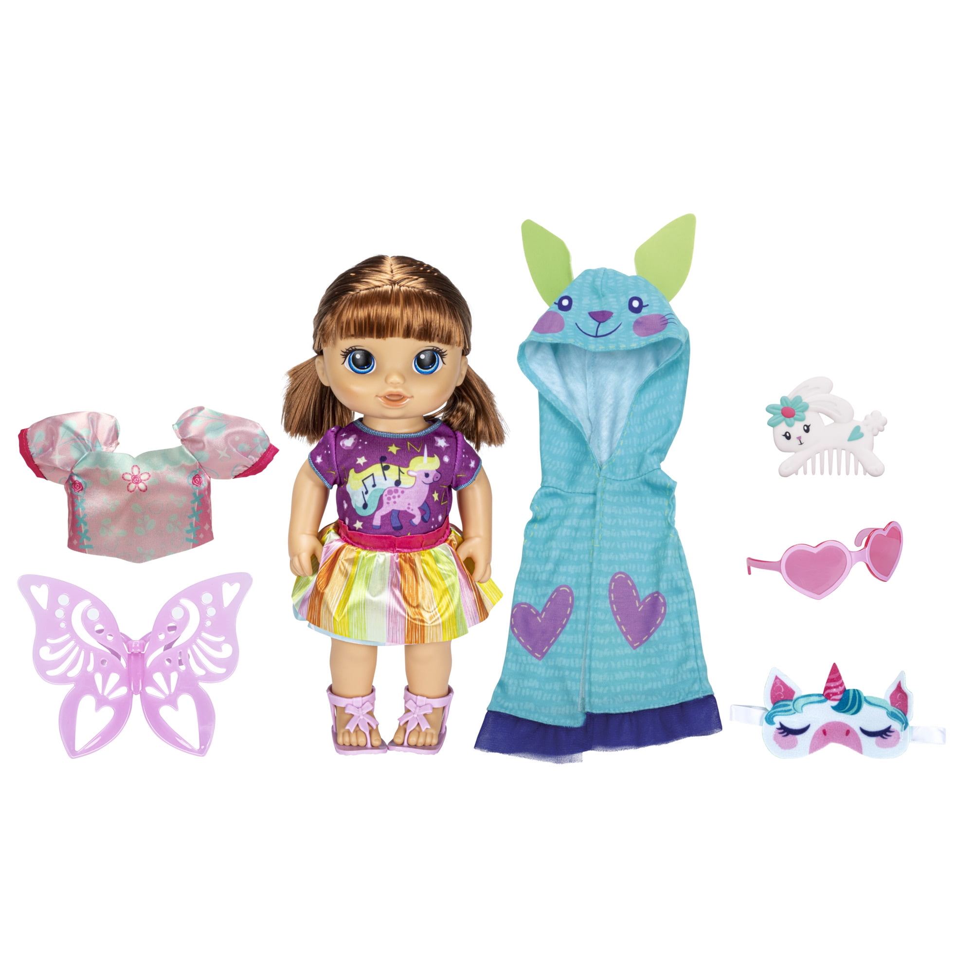 Baby Alive Magical Styles Baby Doll, Brown Hair, 9 DressUp Accessories