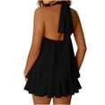 thumbnail image 6 of Ynynloco Women's Summer Dress Chiffon Halter Drop Waist Wedding Guest Dresses Ruffle Mini Dress Brunch Outfits, 6 of 7