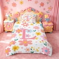 thumbnail image 2 of meiyoeat Colorful Initial L Twin Bedding For Kids,Cute Flowers Print Duvet Cover Set For Girls,pink Reversible,2-Piece(No Comforter), 2 of 6